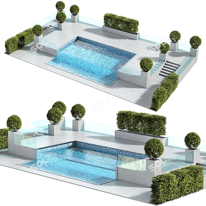 Luxury Rendered Swimming Pool 3D model image 1