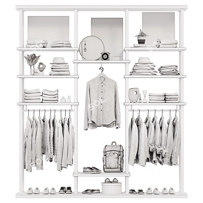 Modern Wardrobe Display Unit 3D model image 7