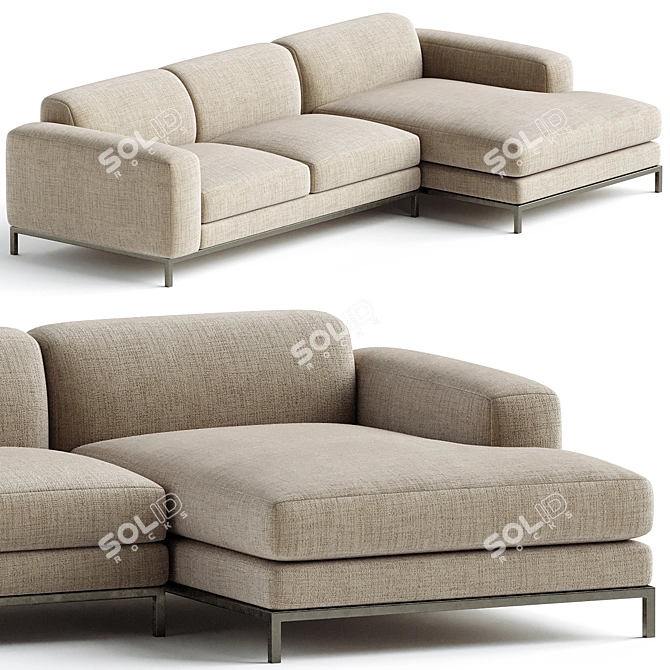 Modern 2-Piece Sectional Comfort Sofa 3D model image 1