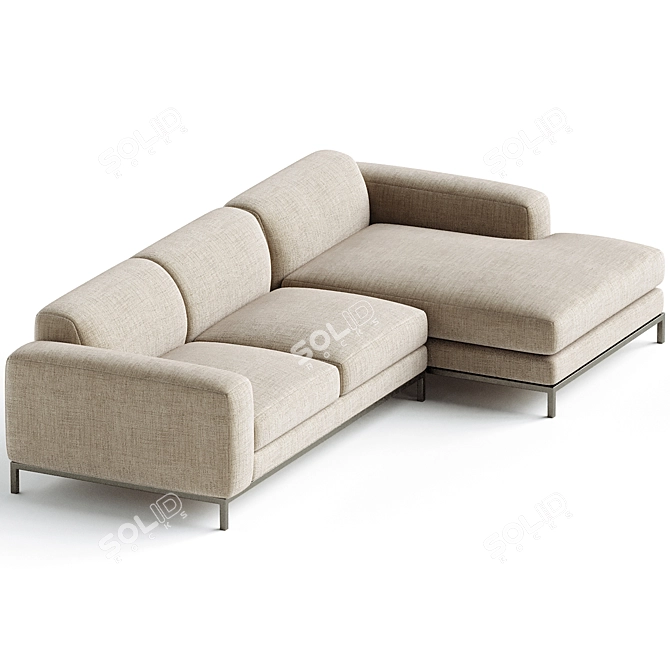 Modern 2-Piece Sectional Comfort Sofa 3D model image 2