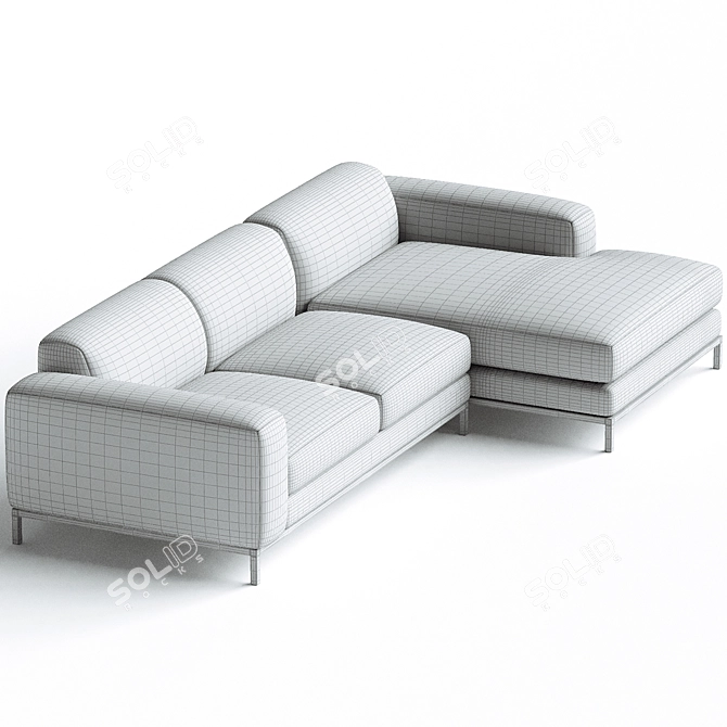 Modern 2-Piece Sectional Comfort Sofa 3D model image 3