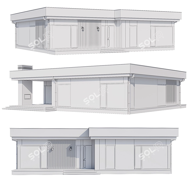 Contemporary Mansion Model, 3D Asset 3D model image 5