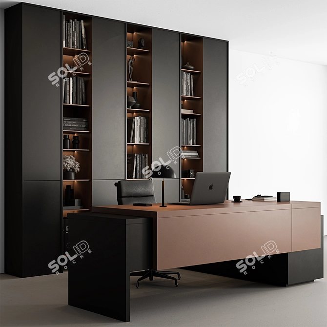 Executive Office Desk - Modern Workstation 3D model image 1