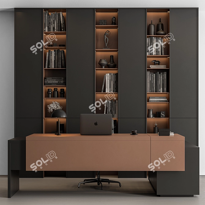 Executive Office Desk - Modern Workstation 3D model image 2