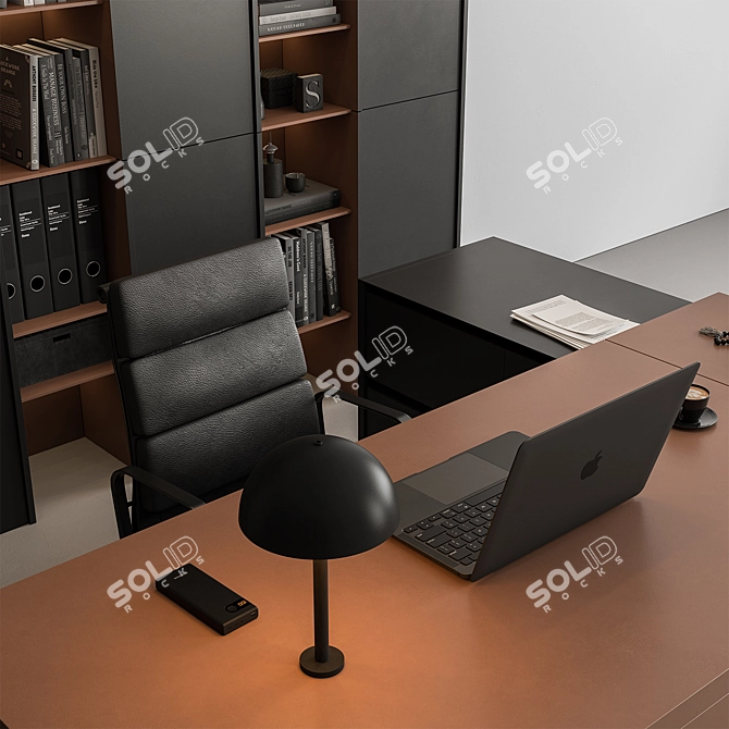 Executive Office Desk - Modern Workstation 3D model image 3