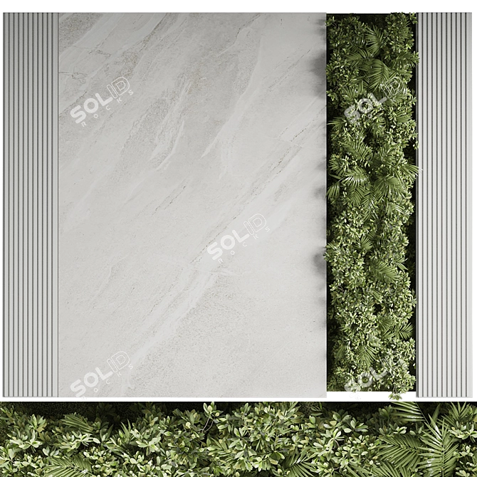 Detailed Green Wall 3D Model 3D model image 1