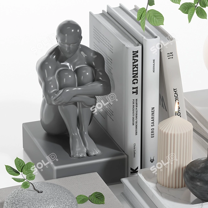 Modern Decorative Set with Statue 3D model image 2