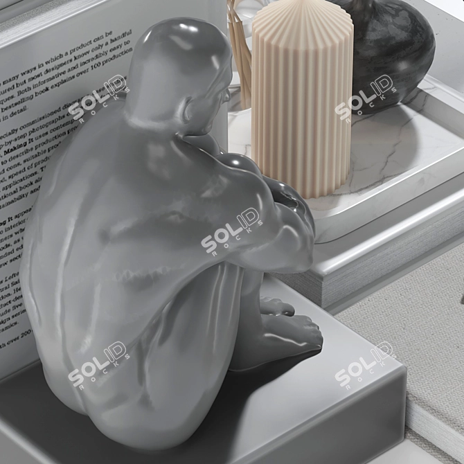 Modern Decorative Set with Statue 3D model image 3