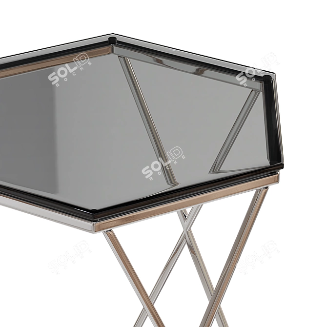 Cruz Black Glass Stainless Steel Table 3D model image 4