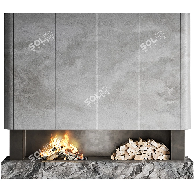 High-Quality Fireplace 3D Model 3D model image 2