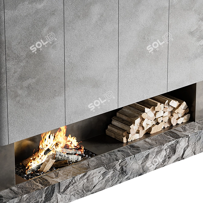 High-Quality Fireplace 3D Model 3D model image 3