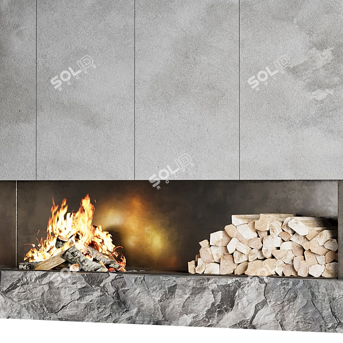 High-Quality Fireplace 3D Model 3D model image 4