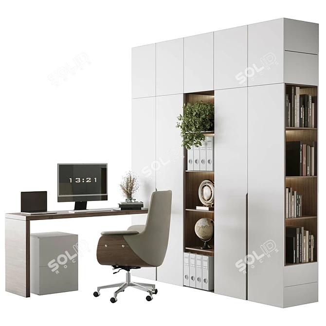 Multi-Functional Cabinet and Desk 3D model image 1