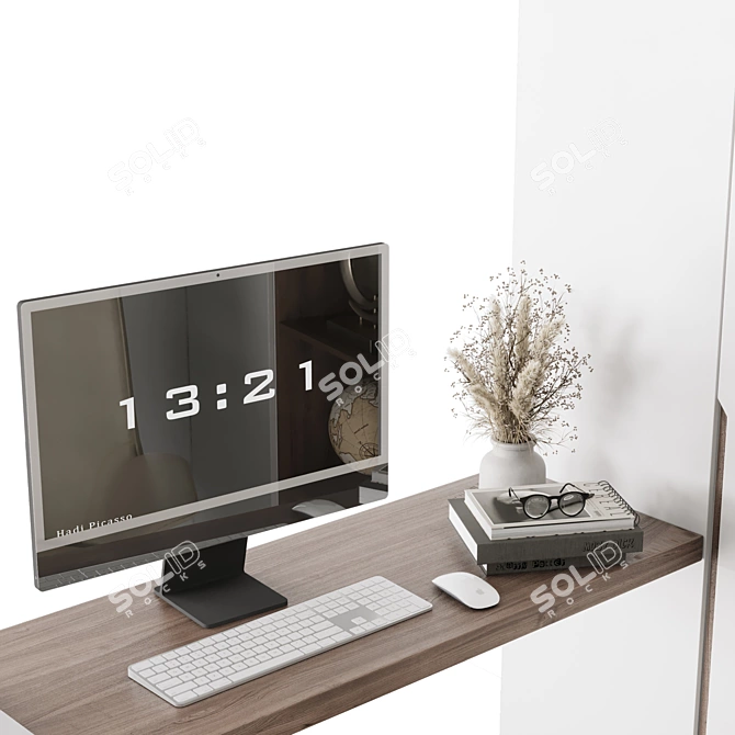 Multi-Functional Cabinet and Desk 3D model image 2