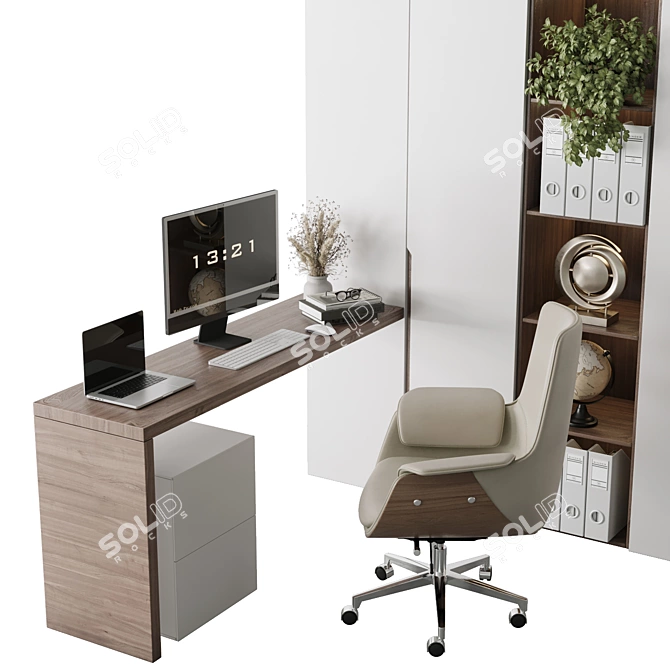 Multi-Functional Cabinet and Desk 3D model image 4