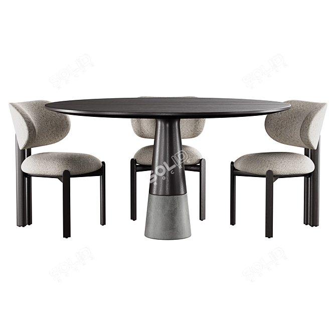 Modern Enne Dining Set Furniture 3D model image 3