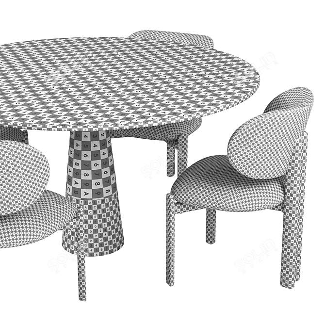 Modern Enne Dining Set Furniture 3D model image 6