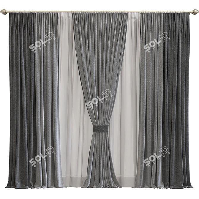 Origami-inspired Curtain Design 3D model image 1