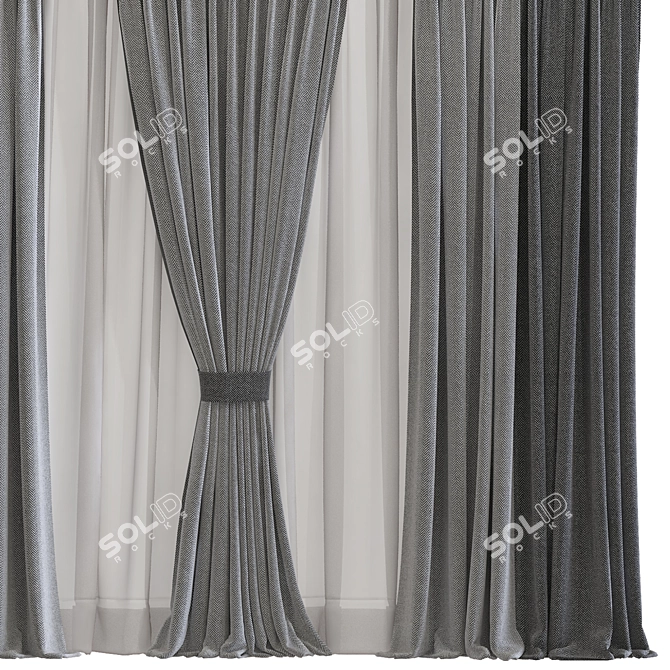 Origami-inspired Curtain Design 3D model image 2