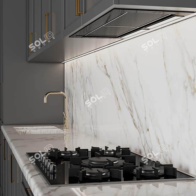 Modern Island Kitchen with High-Quality Textures 3D model image 3