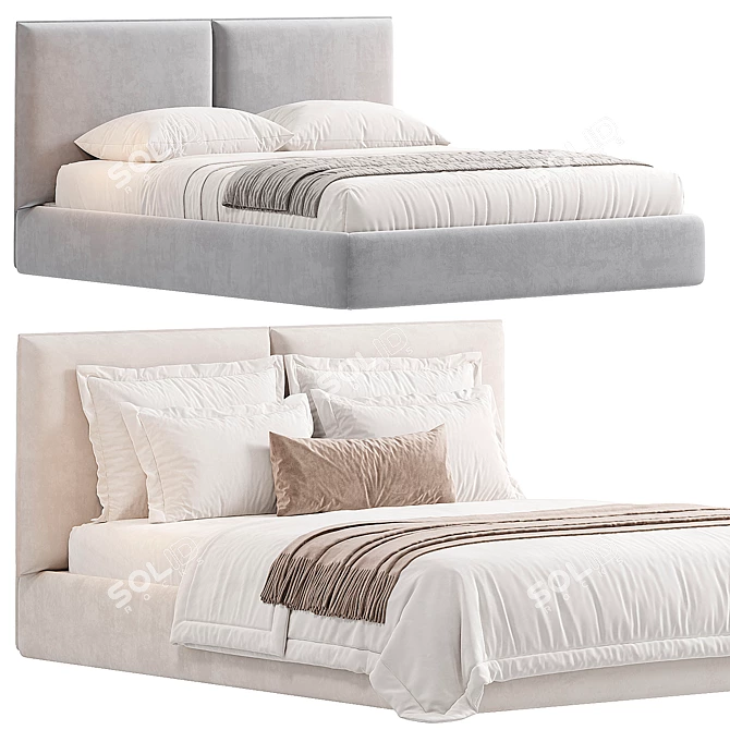 Elegant Upholstered Bed with Storage 3D model image 1