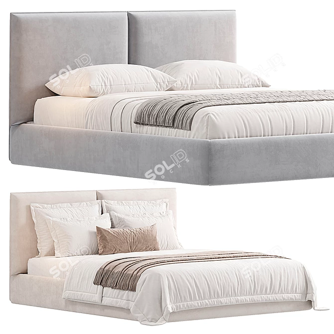 Elegant Upholstered Bed with Storage 3D model image 2