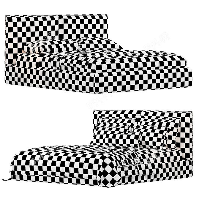 Elegant Upholstered Bed with Storage 3D model image 5