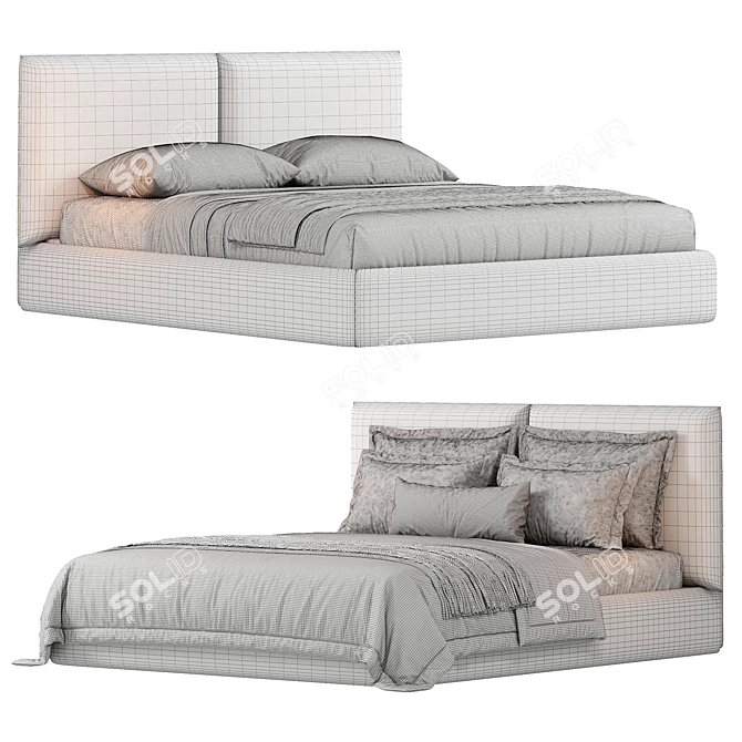 Elegant Upholstered Bed with Storage 3D model image 6