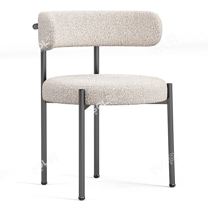 Chic Bouclé Ivory Dining Chair 3D model image 4