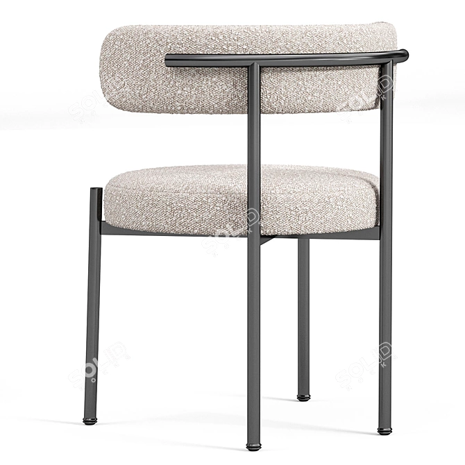 Chic Bouclé Ivory Dining Chair 3D model image 2