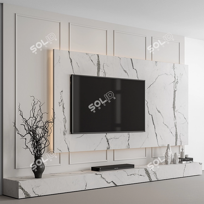  TV Wall White Set 122 3D model image 1