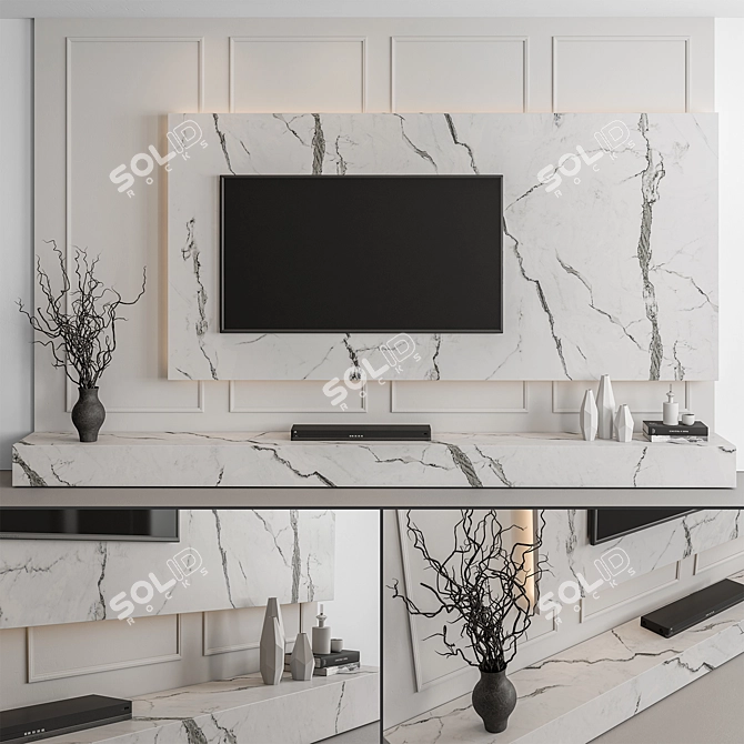  TV Wall White Set 122 3D model image 4