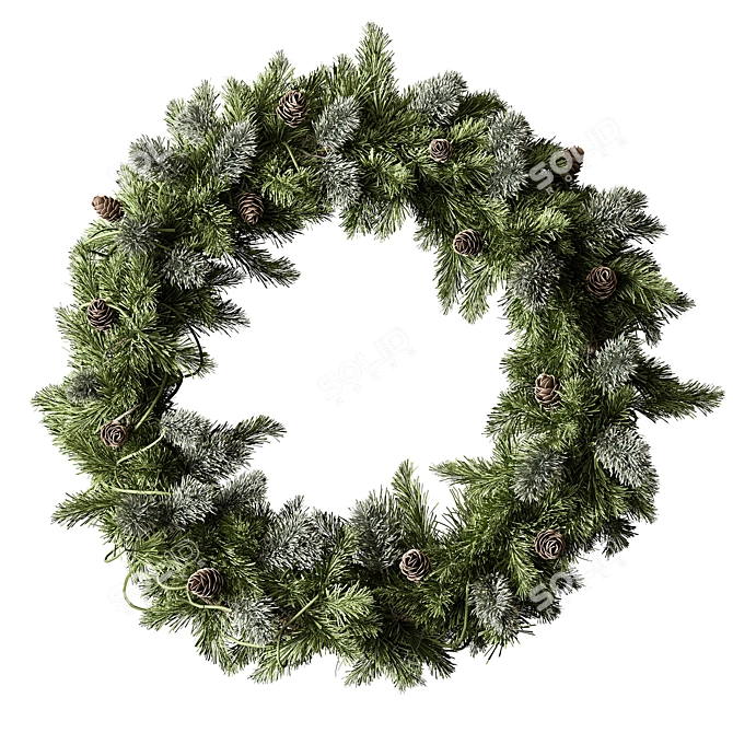 Pine Leaf Wreath Set 17 3D model image 1