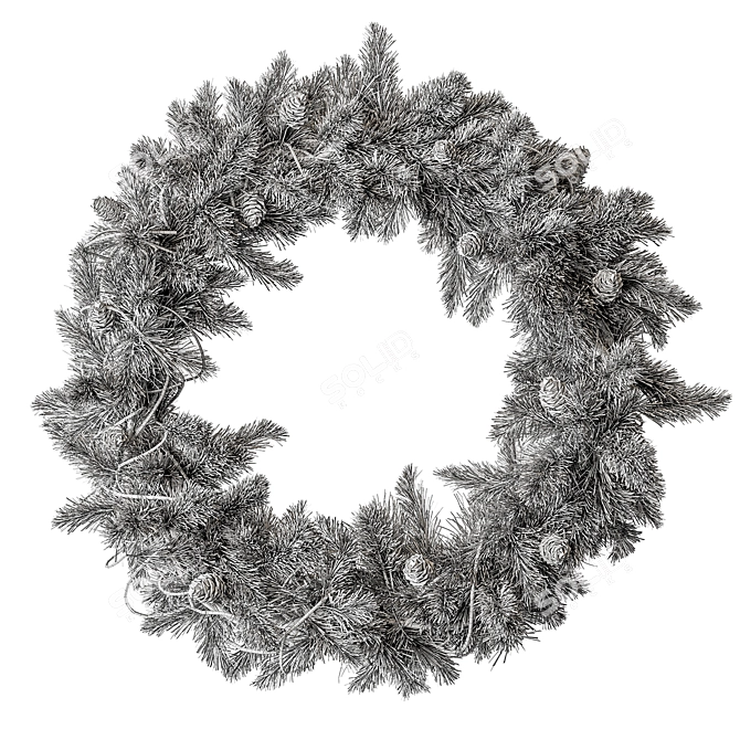 Pine Leaf Wreath Set 17 3D model image 3