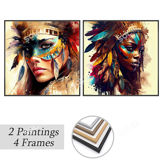 Art Set with Multiple Frames 3D model image 1