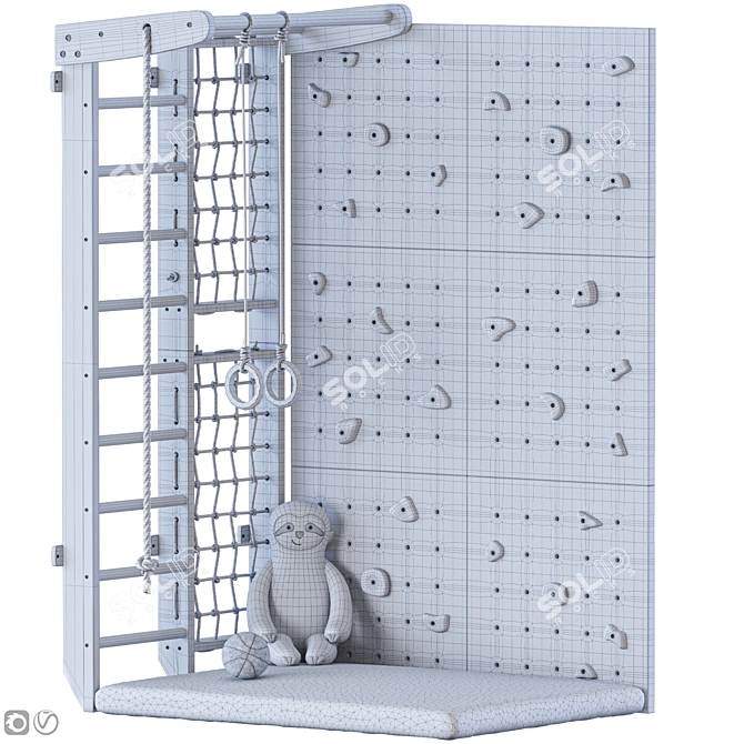 Eco Wooden Playground Gym Set 3D model image 3