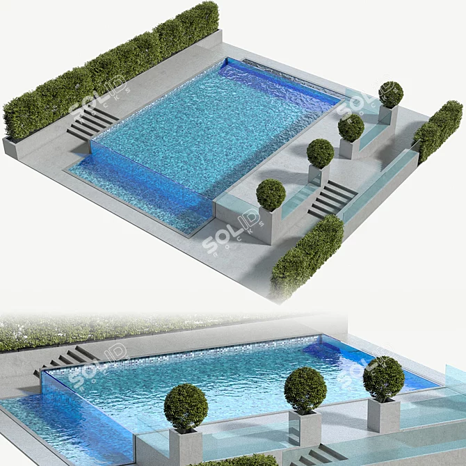 Title: Elegant Swimming Pool Design 3D model image 1