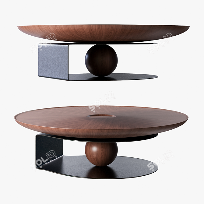 Wooden and Metal Magazine Table 3D model image 1