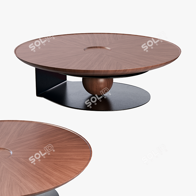 Wooden and Metal Magazine Table 3D model image 2