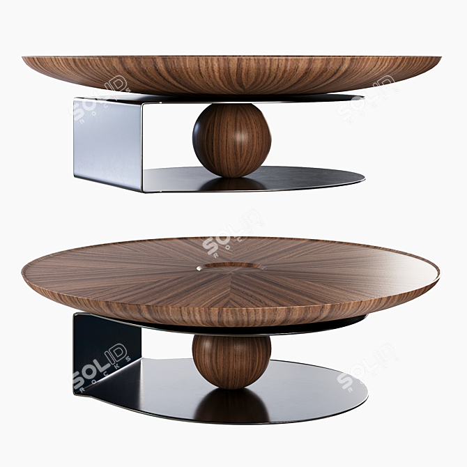 Wooden and Metal Magazine Table 3D model image 4