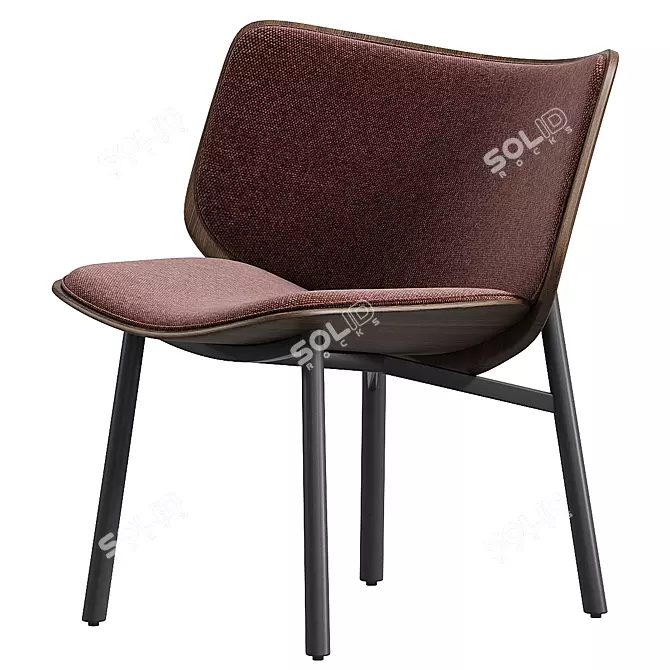 Chic Modern Fabric Easy Chair 3D model image 2