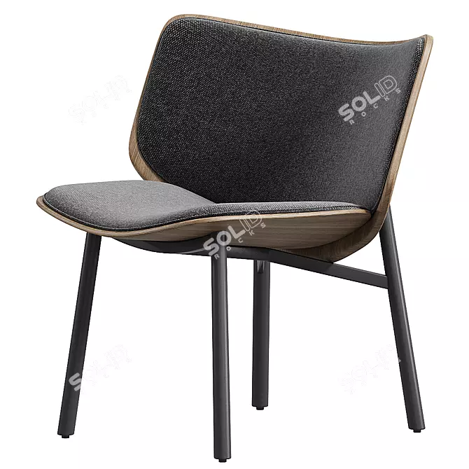 Chic Modern Fabric Easy Chair 3D model image 3