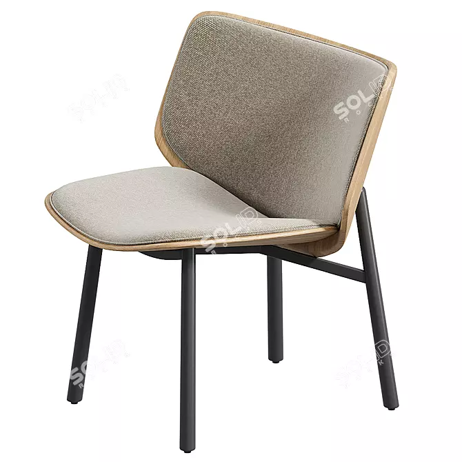 Chic Modern Fabric Easy Chair 3D model image 4