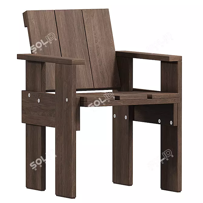 Modern Pine CRATE Chair 3D 3D model image 2