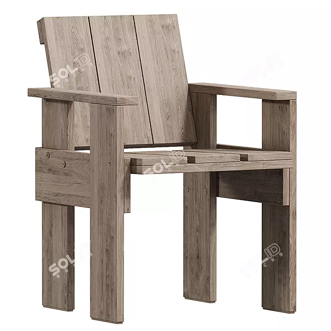 Modern Pine CRATE Chair 3D 3D model image 4