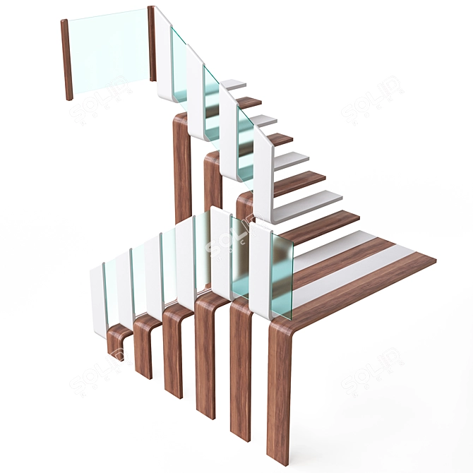 Corona Wooden Staircase 3D Model 3D model image 3