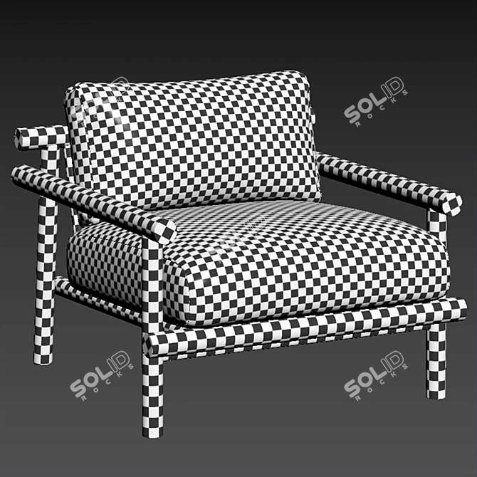 Sleek Fabric Garden Armchair Model 3D model image 7