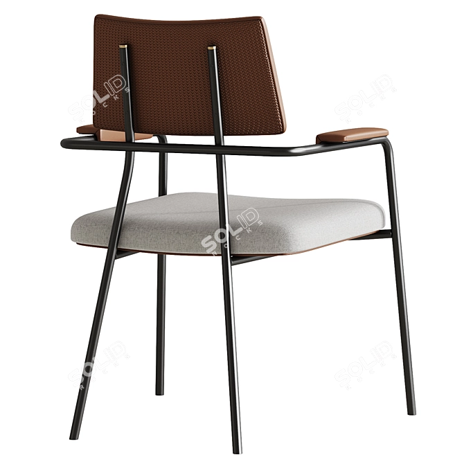  Sleek Steel Armchair Design 3D model image 3