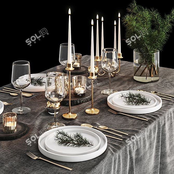 Holiday Table Setting 3D model image 2