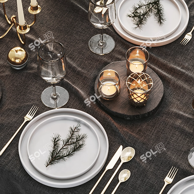 Holiday Table Setting 3D model image 4